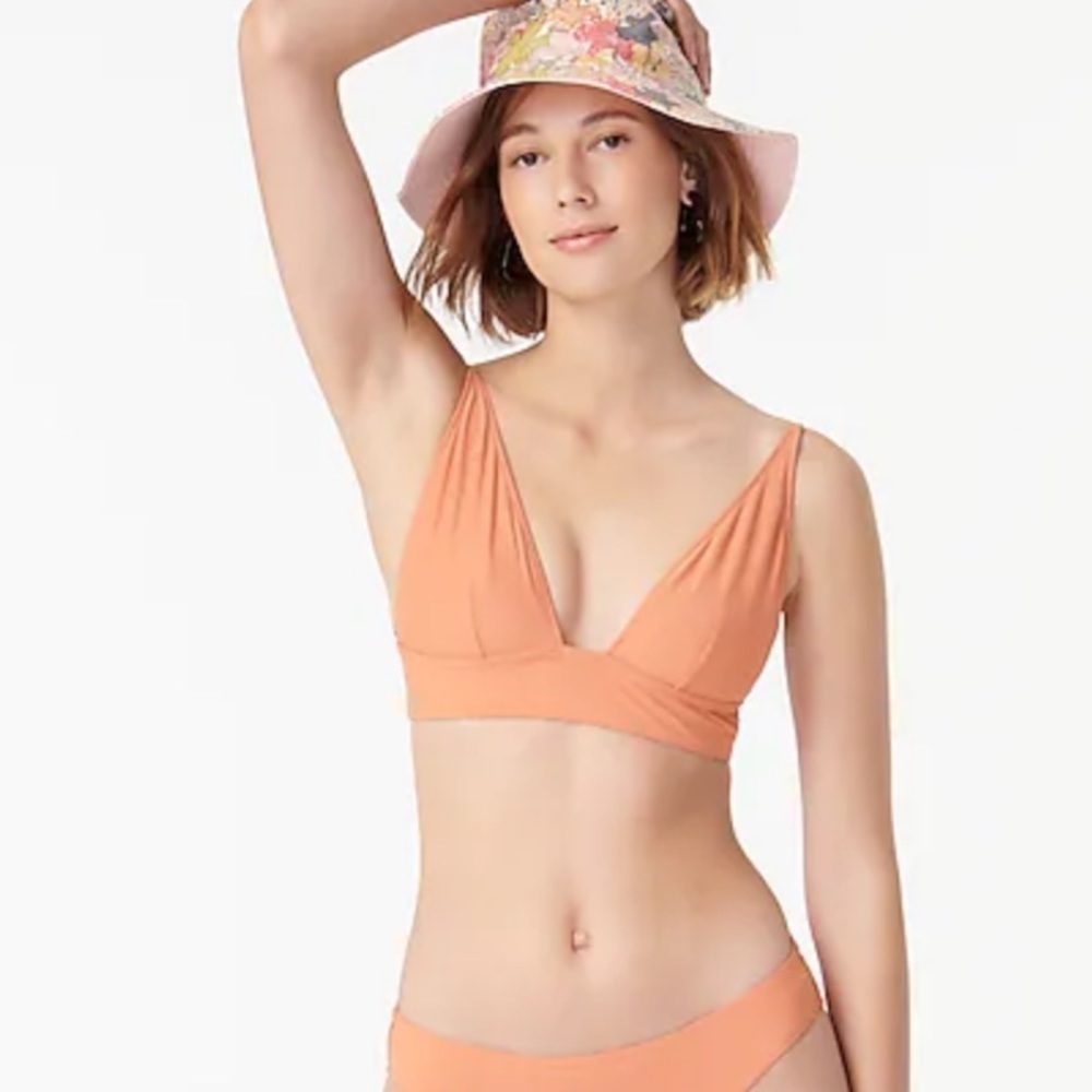 J crew women’s plunge vneck bikini top dusty pumpkin burnt orange